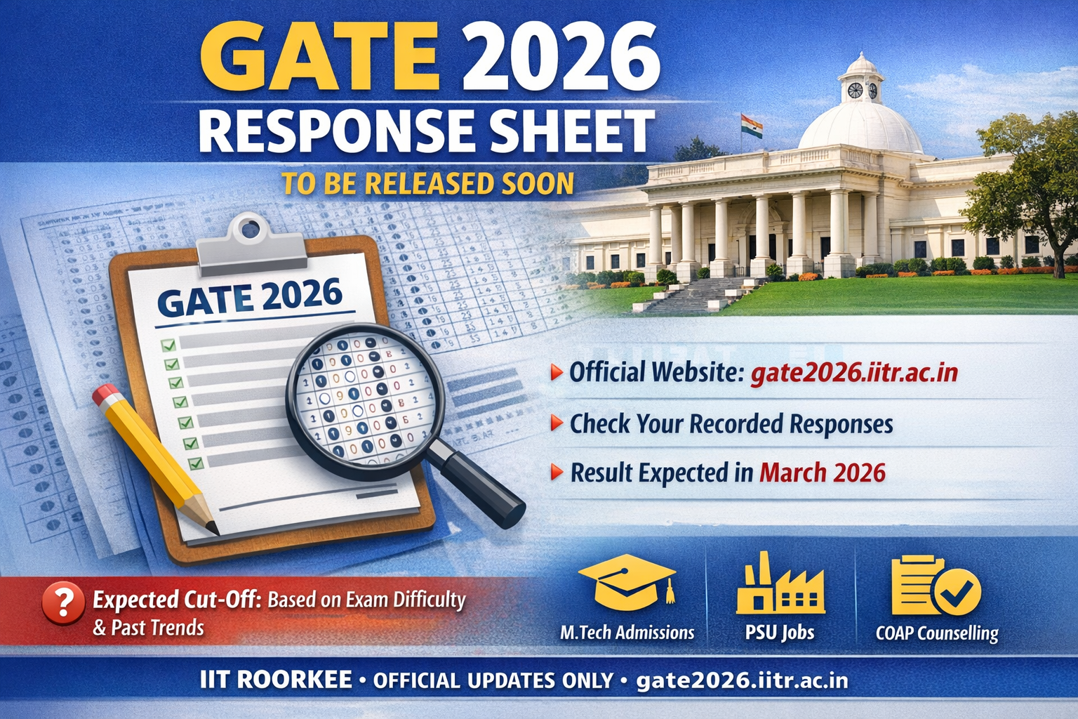 GATE 2026 Response Sheet to Be Released at gate2026.iitr.ac.in; Result to Follow
